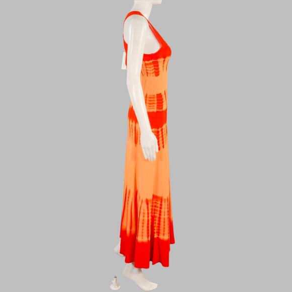 PROENZA SCHOULER Size S Orange Viscose Tie Dye Crossback Maxi Dress - Picture 2 of 7